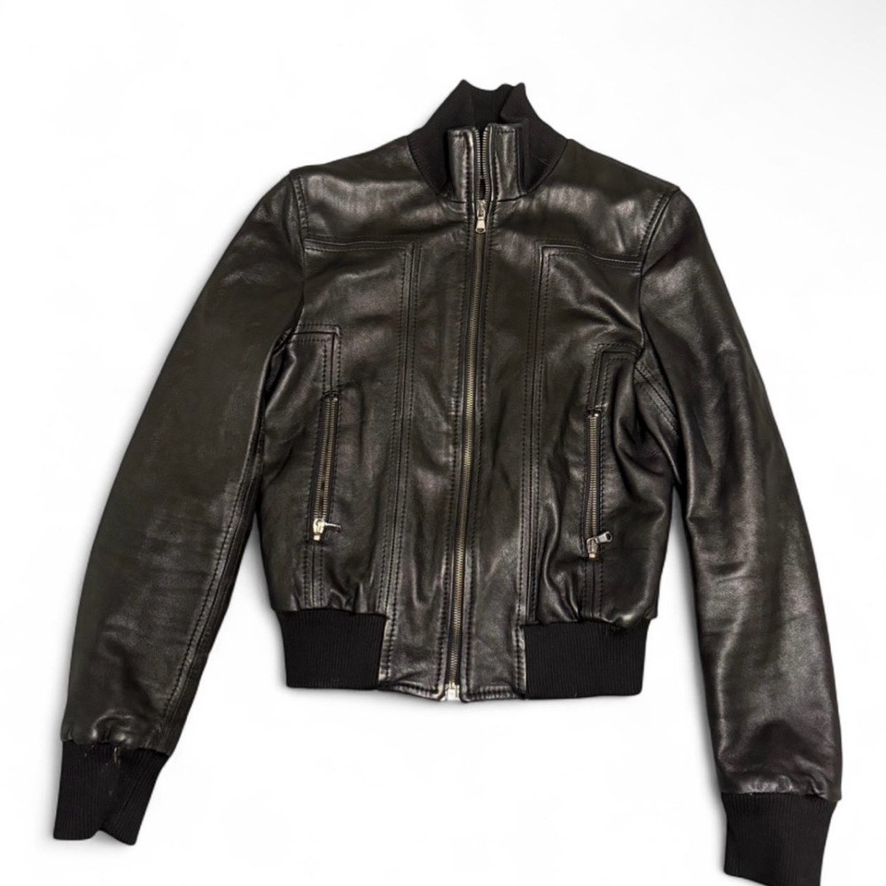 Express Black vegan Leather bomber Jacket